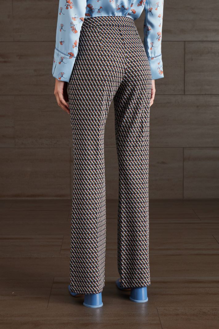 Pantaloni in jersey jacquard - BLU BIANCO VERDE - Fashion Market - 4