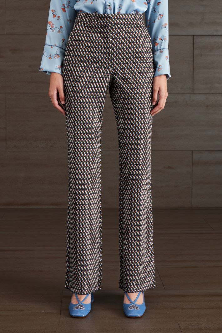 Pantaloni in jersey jacquard - BLU BIANCO VERDE - Fashion Market - 2