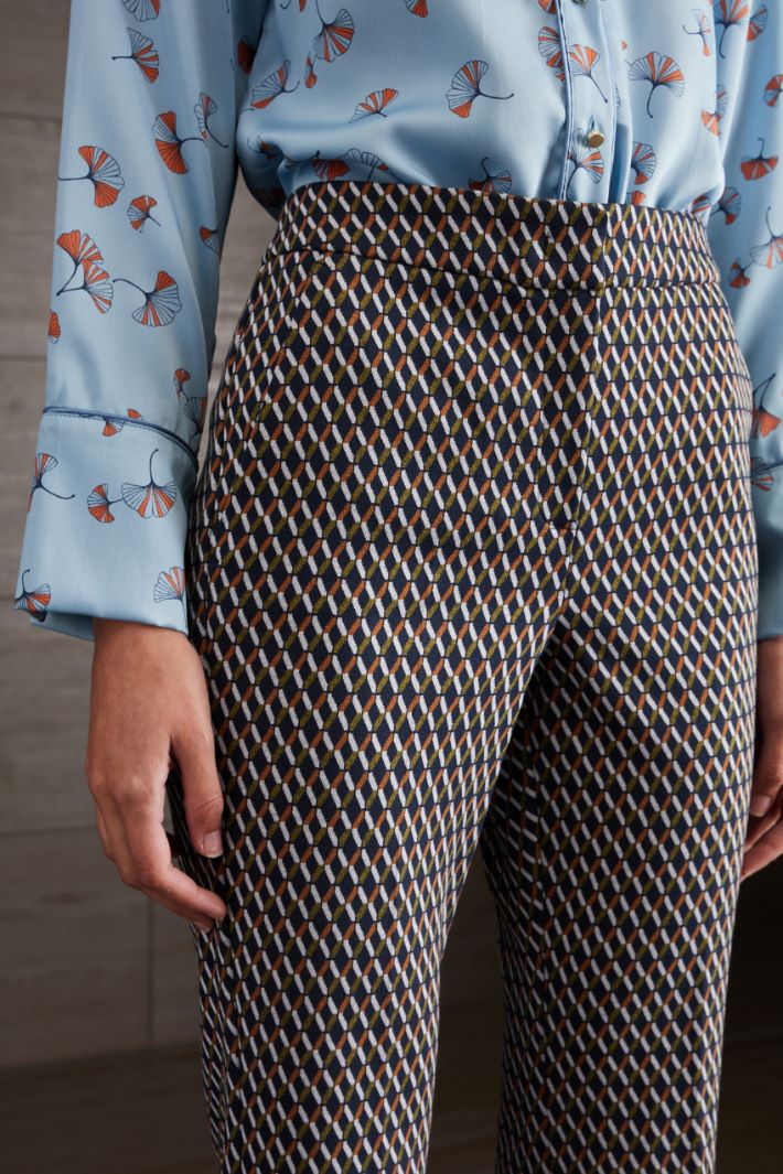 Pantaloni in jersey jacquard - BLU BIANCO VERDE - Fashion Market - 3