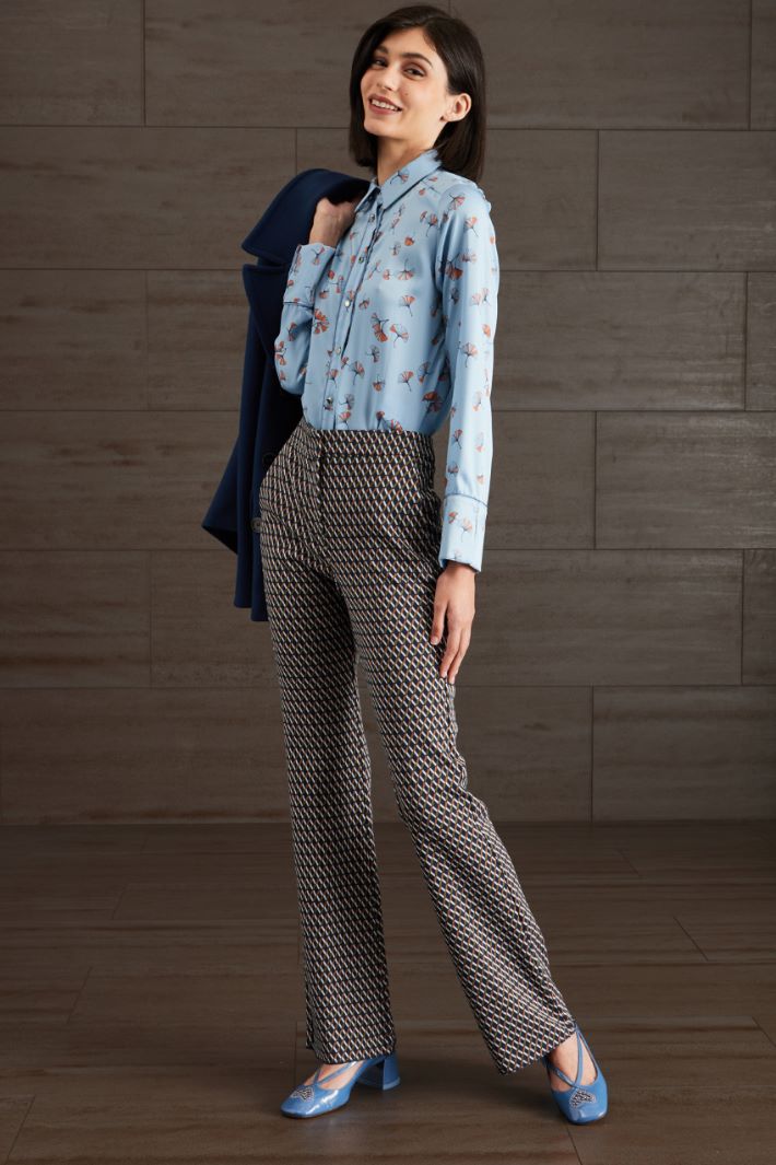 Pantaloni in jersey jacquard - BLU BIANCO VERDE - Fashion Market