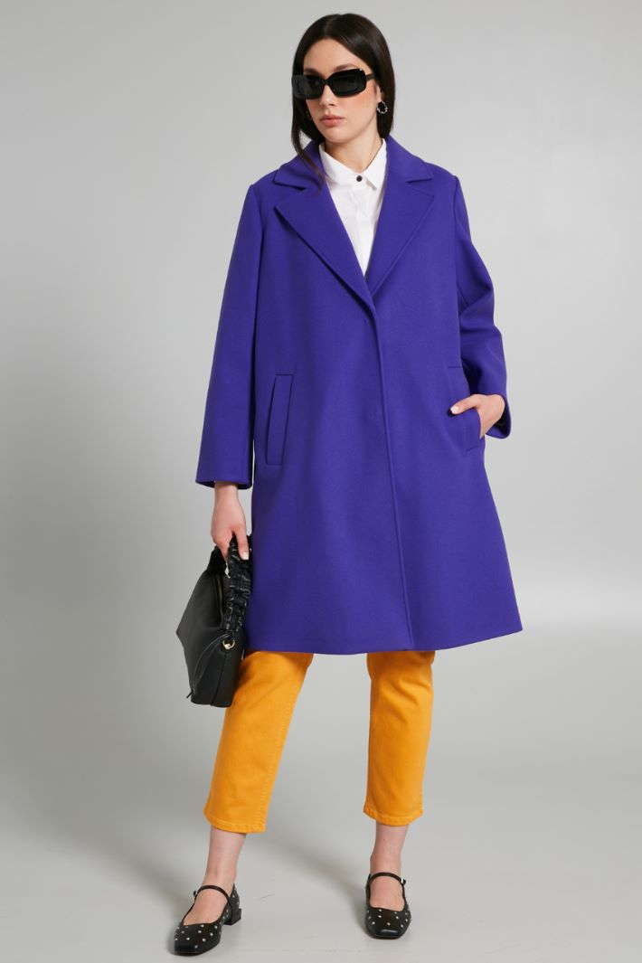 Cappotto in jersey panno - VIOLA - Fashion Market