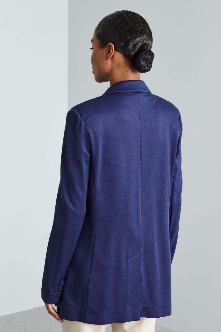 Blazer in jersey diagonale - BLU - Fashion Market - 4