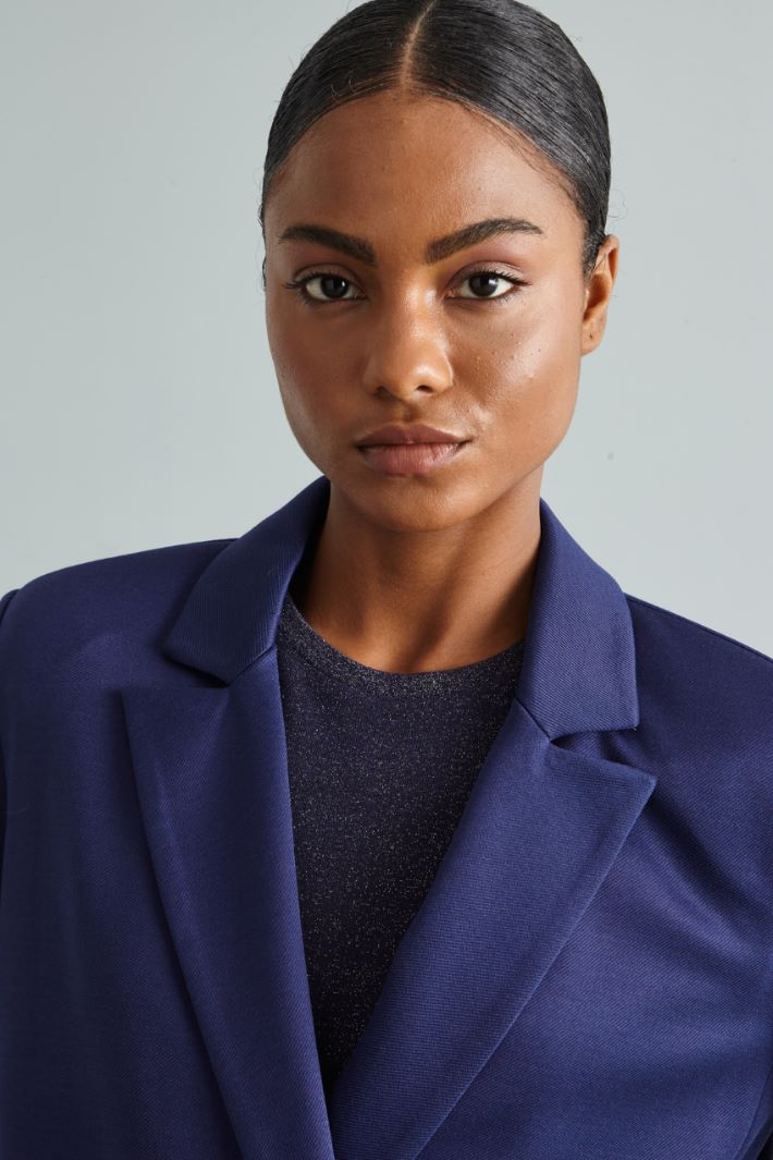 Blazer in jersey diagonale - BLU - Fashion Market - 3