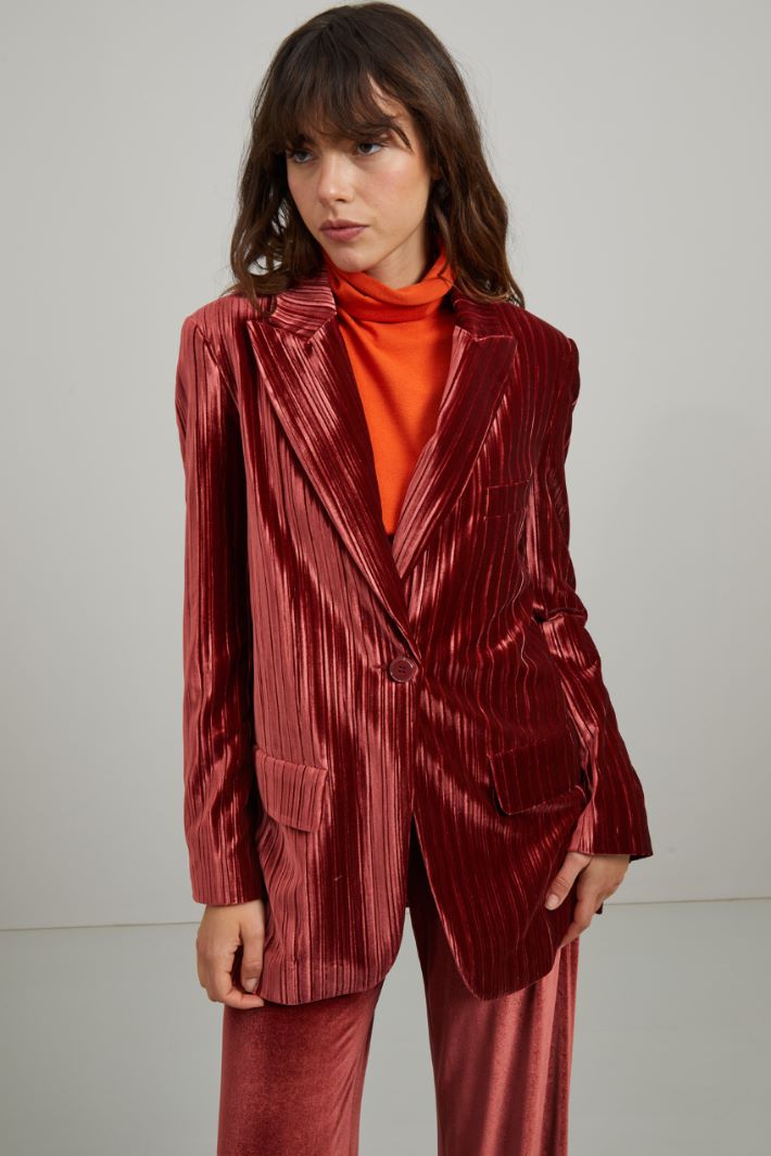 Blazer in velluto - ROSSO MATTONE - Fashion Market - 2