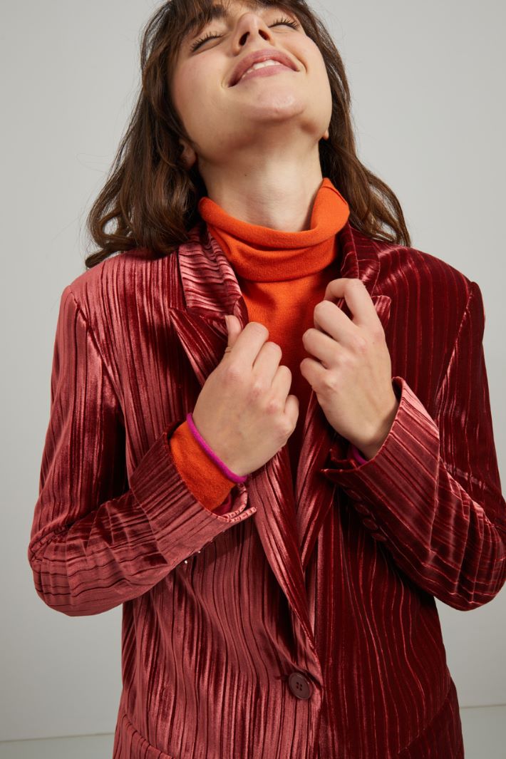 Blazer in velluto - ROSSO MATTONE - Fashion Market - 3
