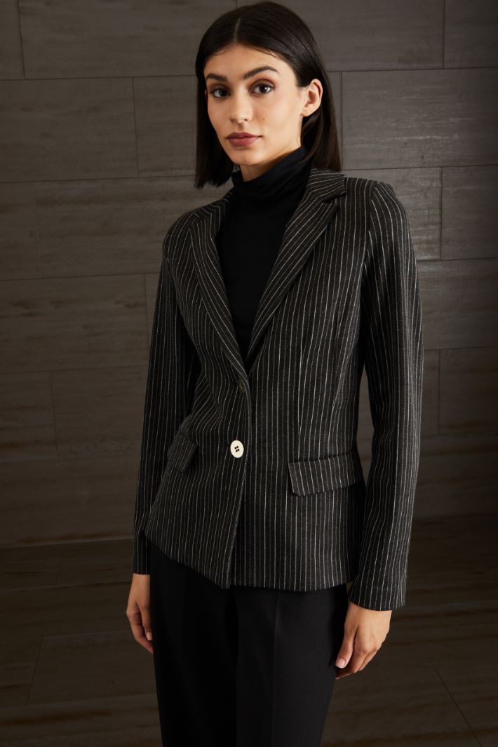 Blazer in jersey di viscosa - ANTRACITE BIANCO - Fashion Market - 2