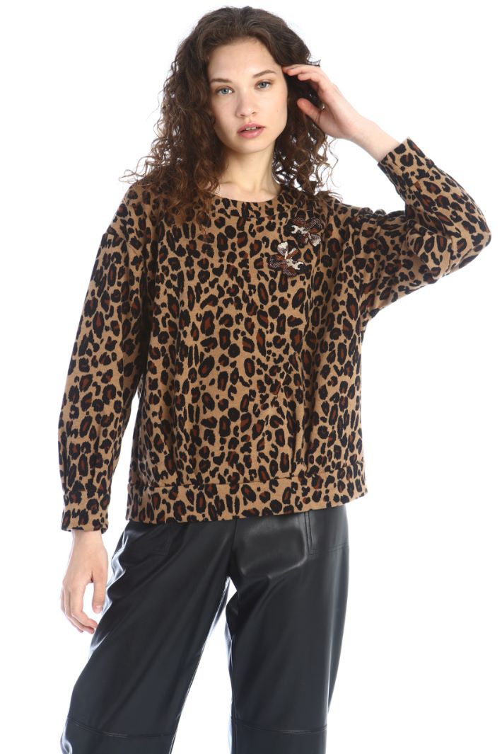 Felpa con decorazioni microstrass - BISCOTTO NERO - Fashion Market - 3