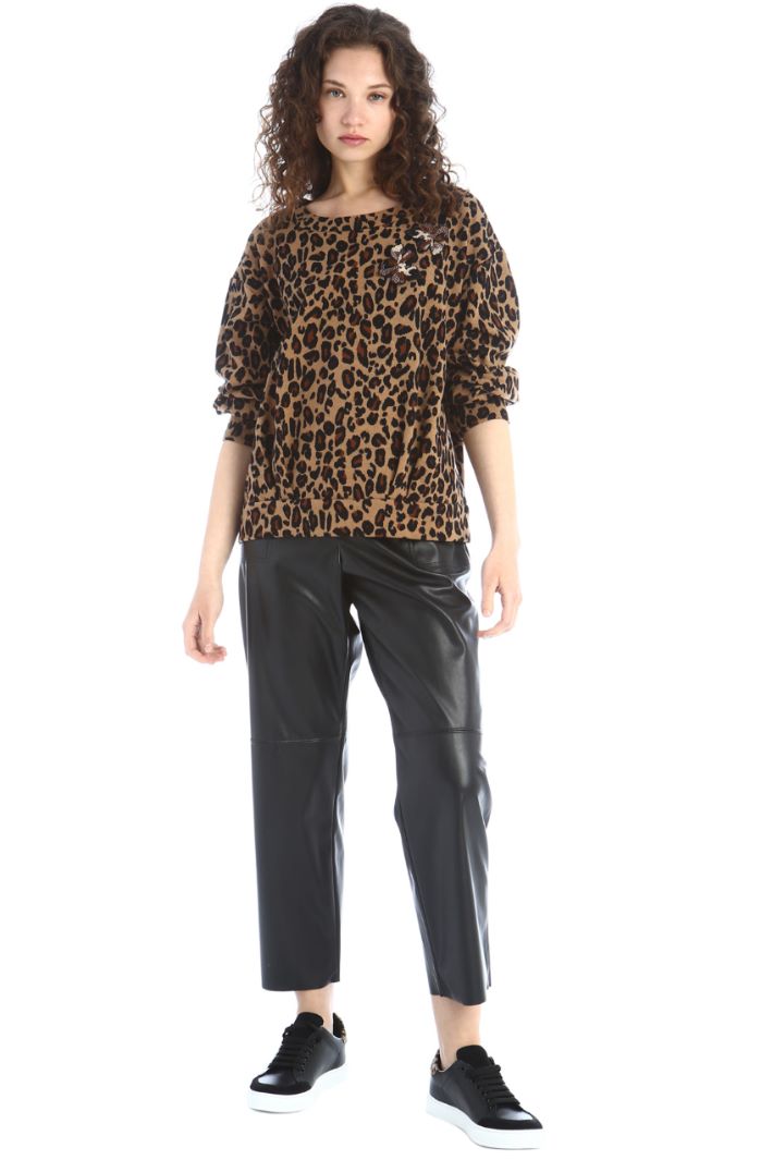 Felpa con decorazioni microstrass - BISCOTTO NERO - Fashion Market
