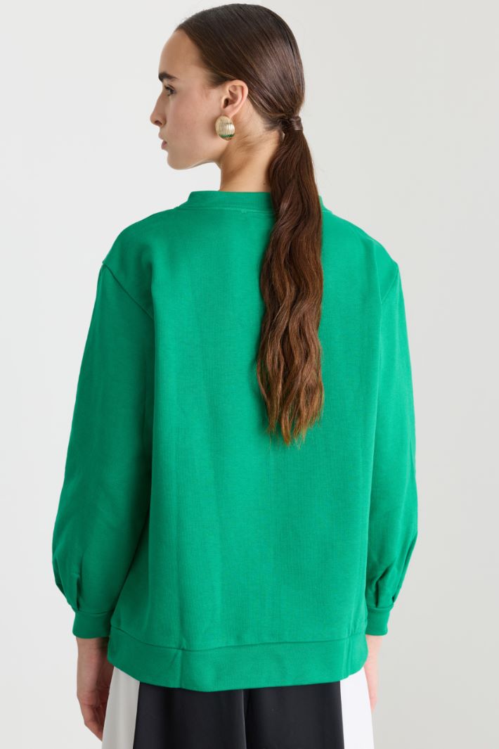 Felpa oversize con coulisse - VERDE - Fashion Market - 4