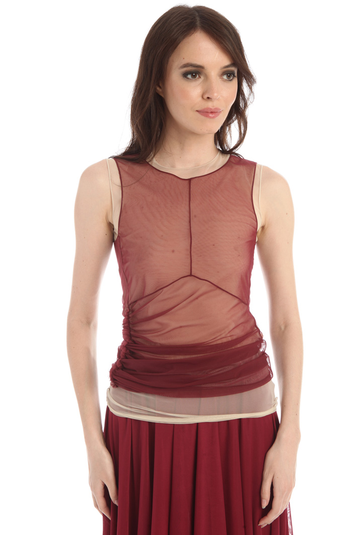 Top in tulle stretch - BORDEAUX - Fashion Market - 5