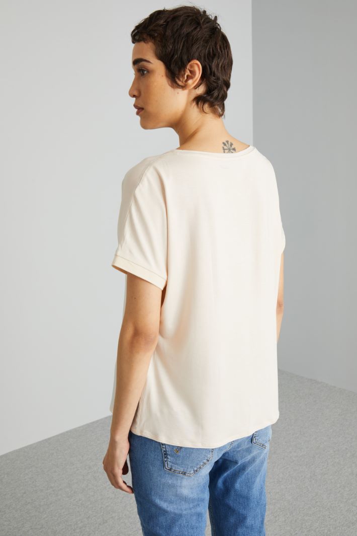 Top in crépe e jersey - BEIGE CHIARO - Fashion Market - 4
