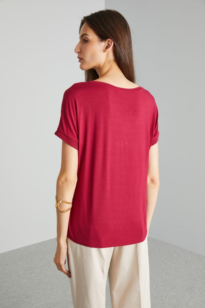 Top in crépe e jersey - ROSSO SCURO - Fashion Market - 4