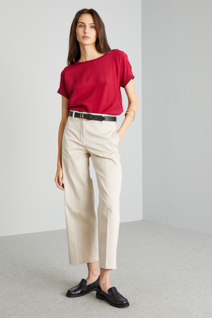 Top in crépe e jersey - ROSSO SCURO - Fashion Market