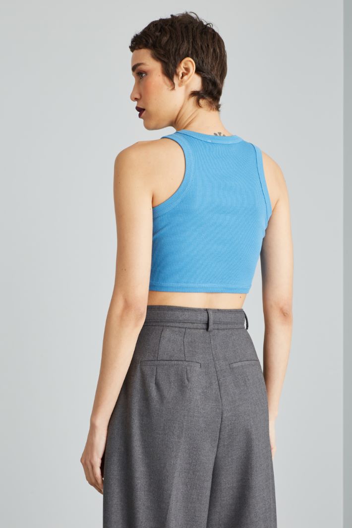 Crop top a coste - AZZURRO - Fashion Market - 4