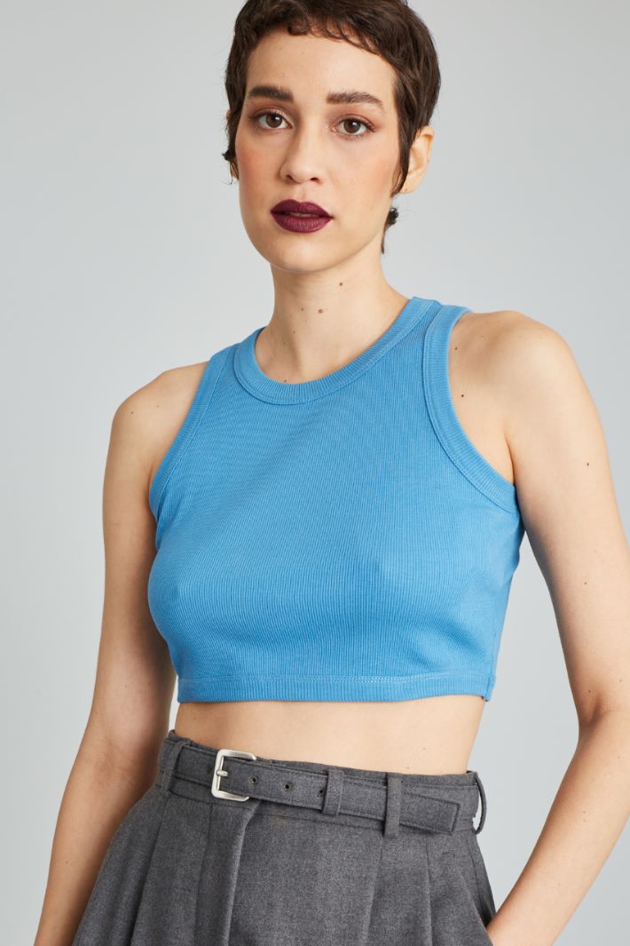 Crop top a coste - AZZURRO - Fashion Market - 3