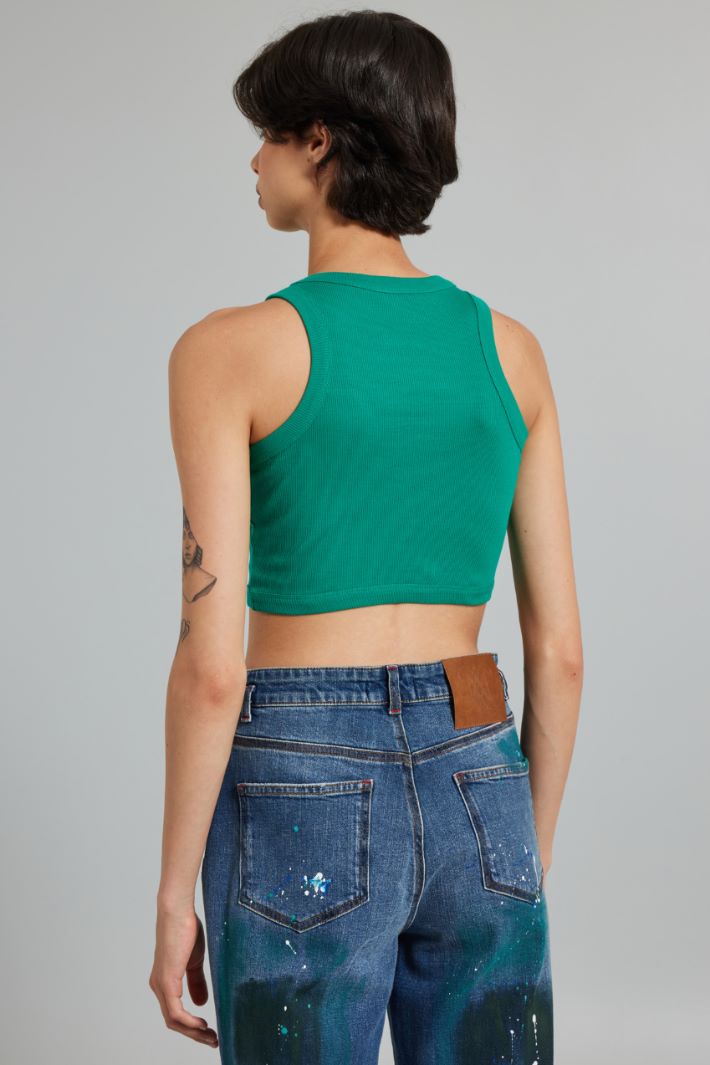 Crop top a coste - VERDE PRATO - Fashion Market - 4