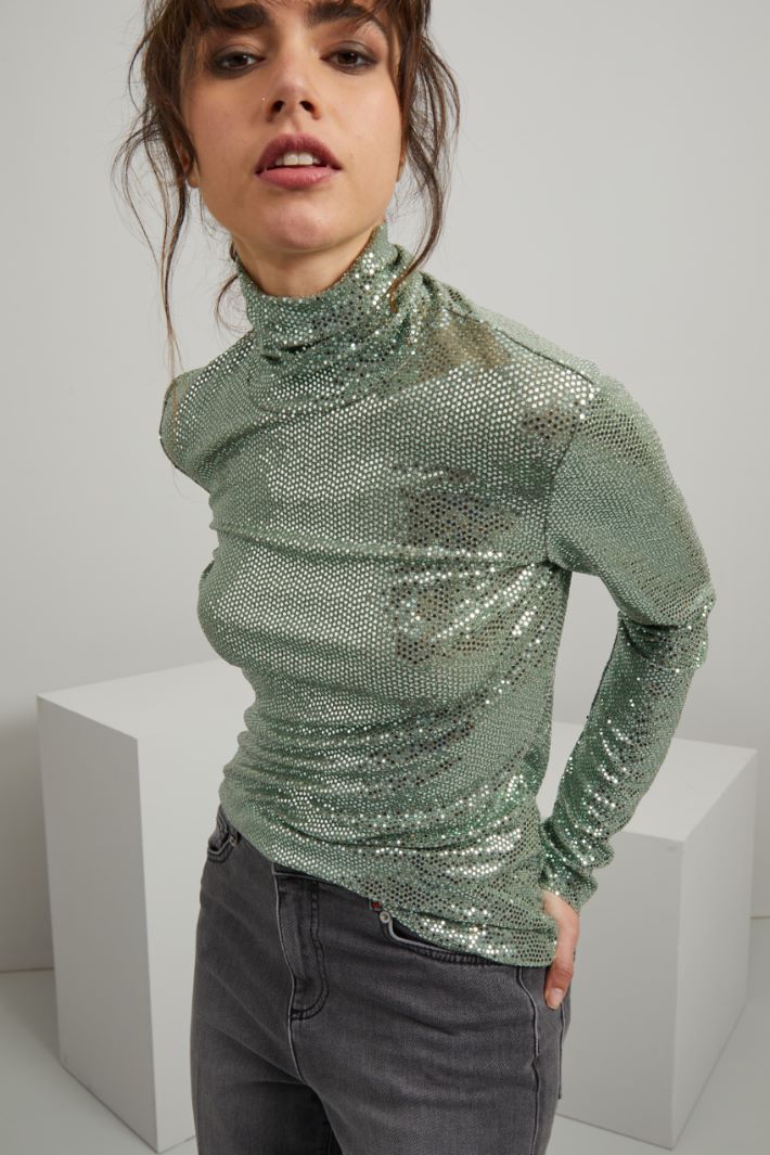 Dolcevita con paillettes - VERDE PASTELLO - Fashion Market - 2