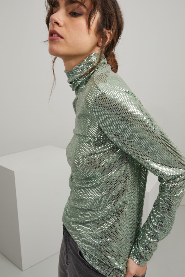 Dolcevita con paillettes - VERDE PASTELLO - Fashion Market - 3