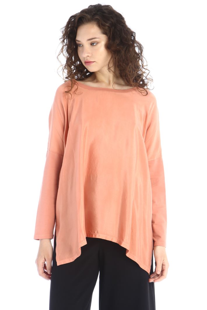 Top in jersey e twill - ROSA ANTICO - Fashion Market - 3