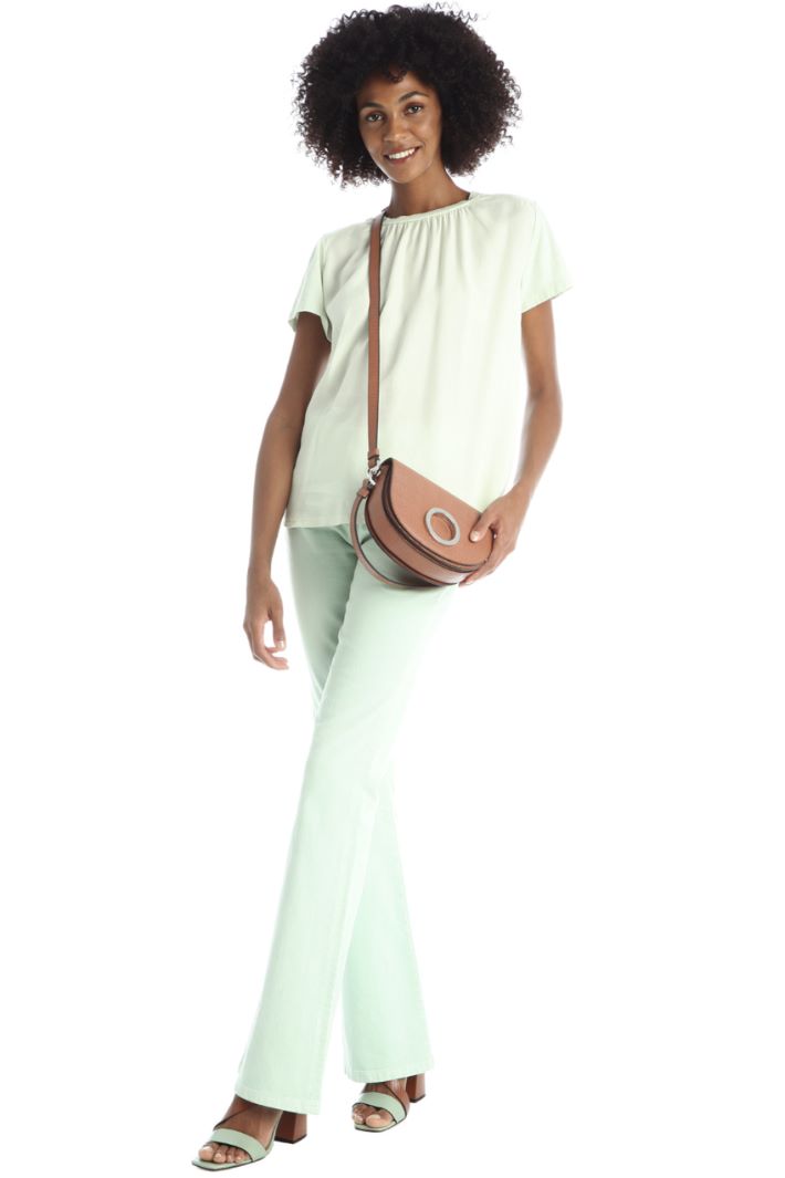 T-shirt in twill e jersey - VERDE PASTELLO - Fashion Market