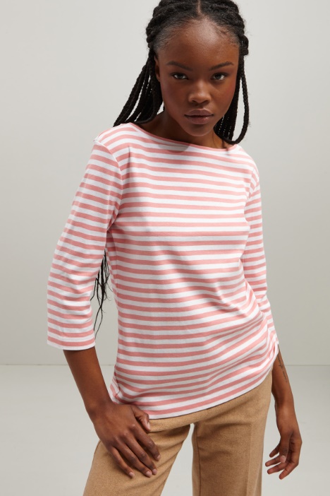 T-shirt in cotone tinto filo - Fashion Market