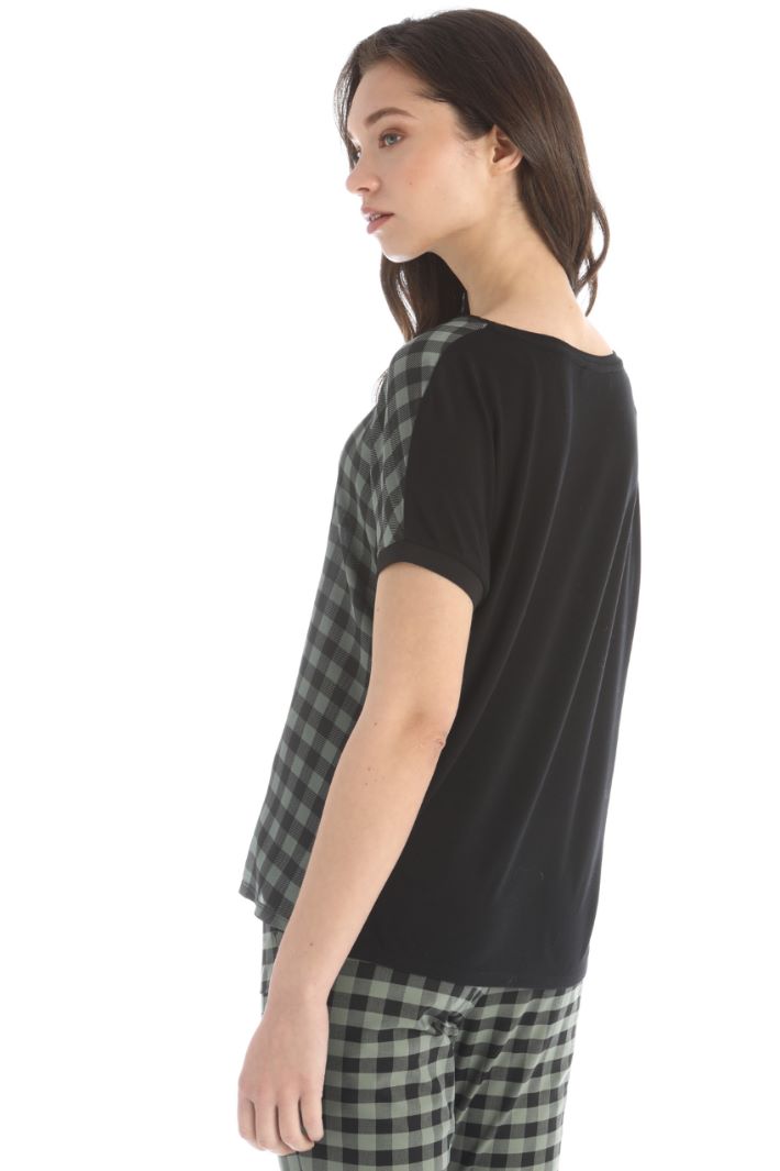 T-shirt in crepé di pura seta - VERDE NERO - Fashion Market - 2