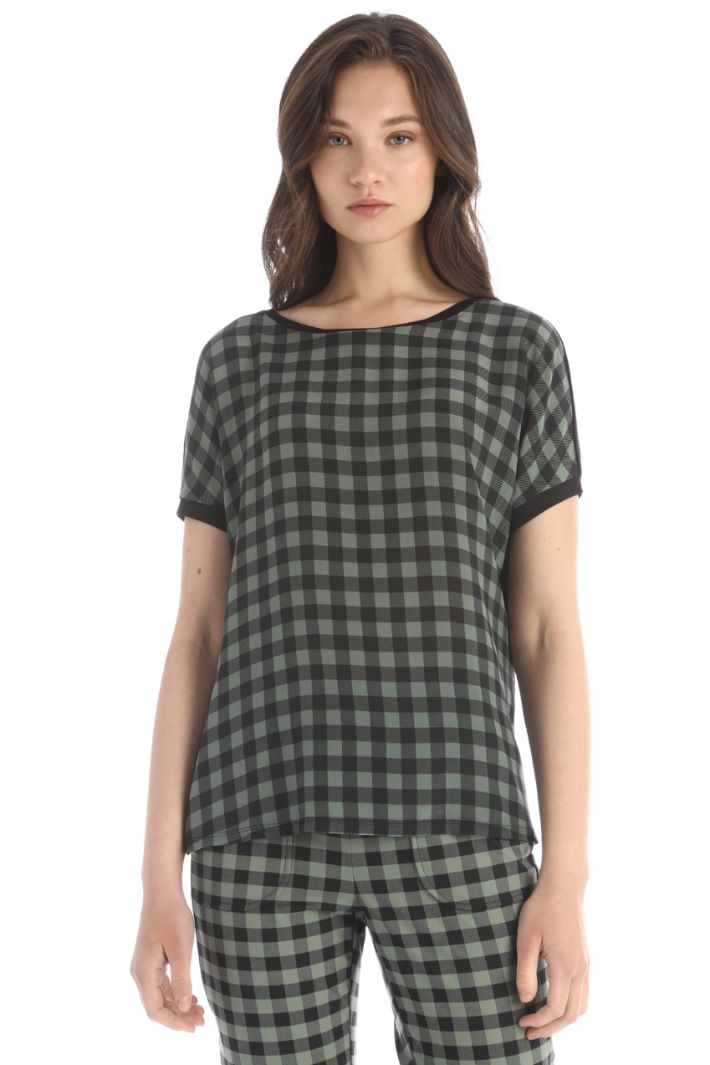 T-shirt in crepé di pura seta - VERDE NERO - Fashion Market