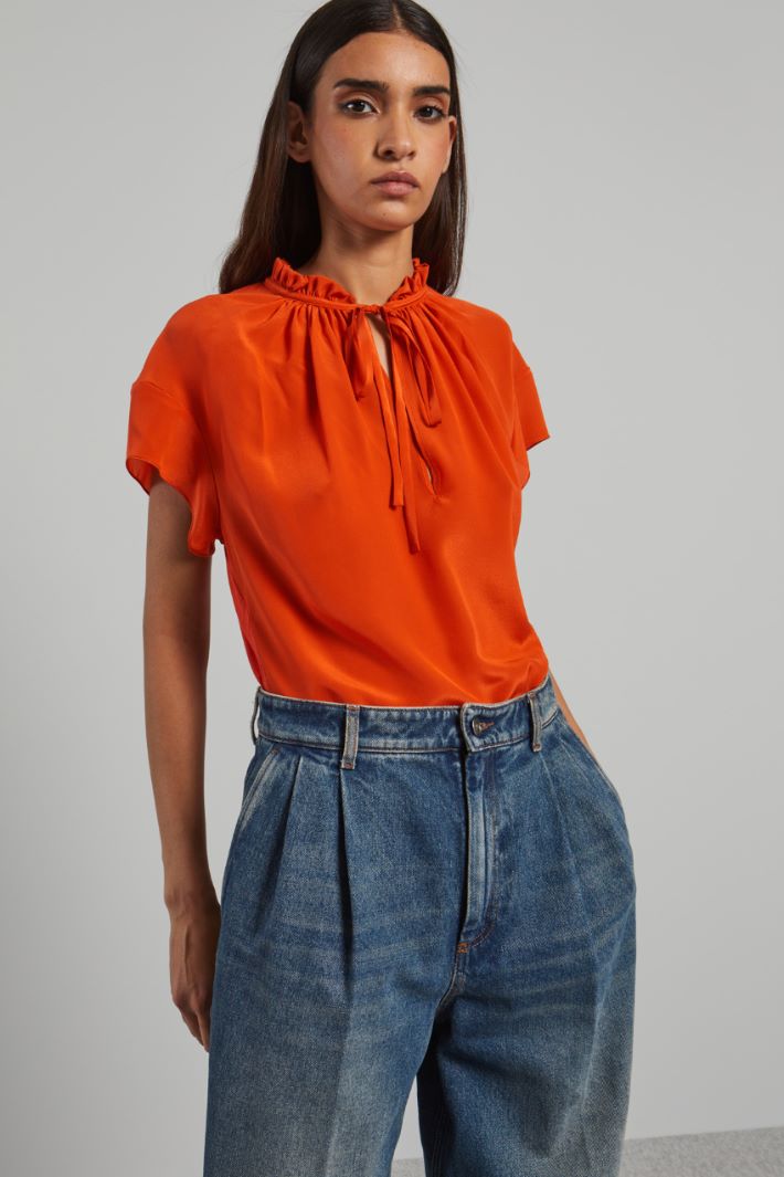 Blusa con rouches  - ARANCIONE - Fashion Market - 2