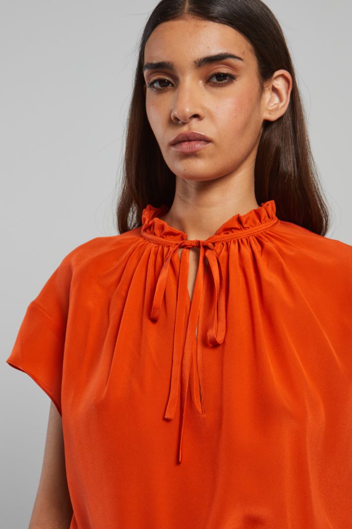 Blusa con rouches  - ARANCIONE - Fashion Market - 3