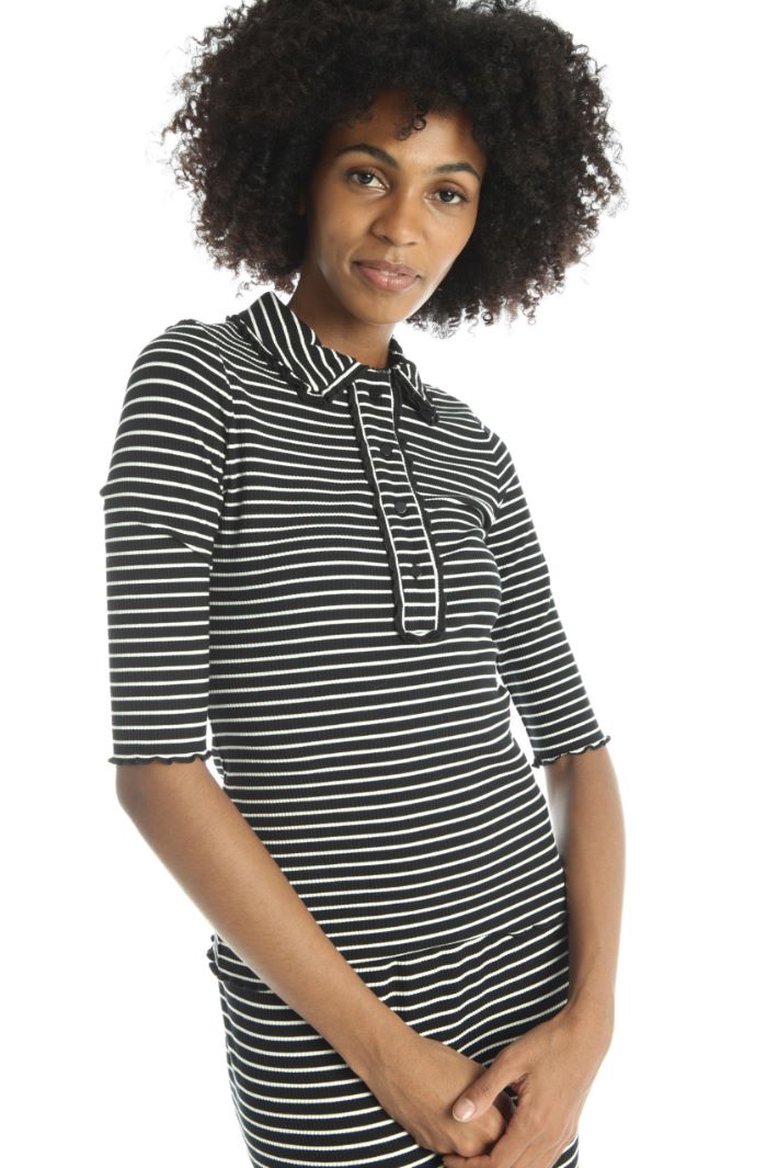 Polo in maglia a fantasia - NERO BIANCO - Fashion Market - 4