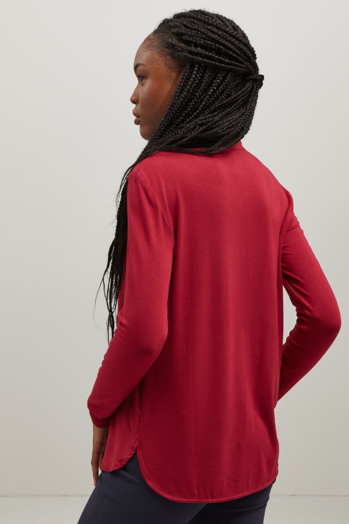 Blusa in jersey - ROSSO CILIEGIA - Fashion Market - 4