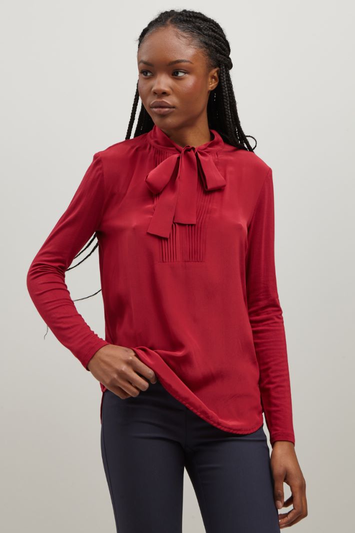 Blusa in jersey - ROSSO CILIEGIA - Fashion Market - 2