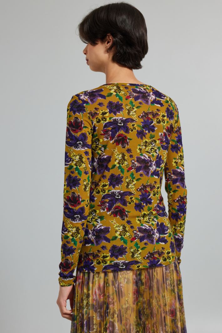 Top aderente stampato - OLIVA VIOLA GIALLO - Fashion Market - 4