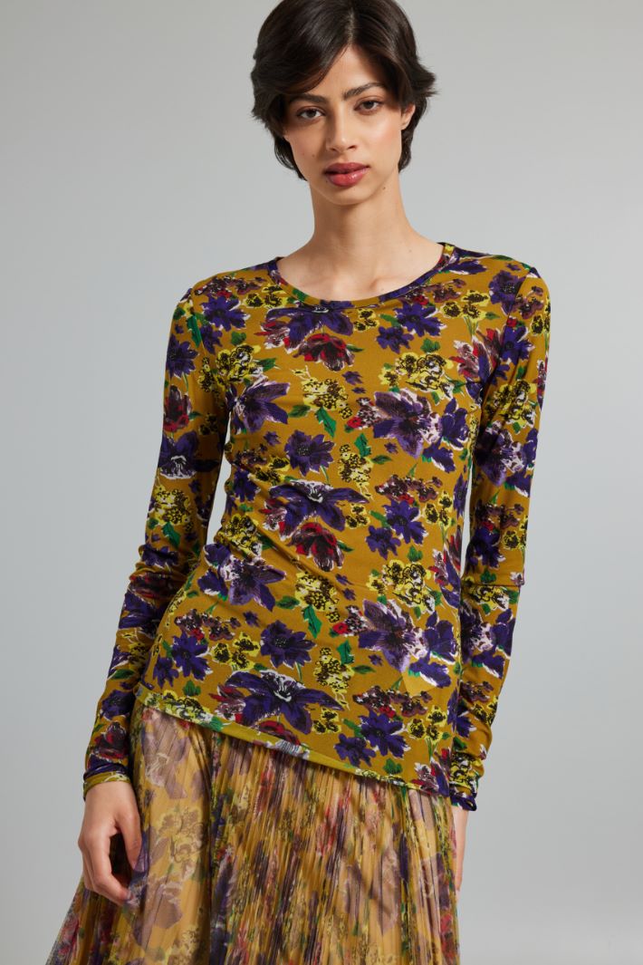 Top aderente stampato - OLIVA VIOLA GIALLO - Fashion Market - 2