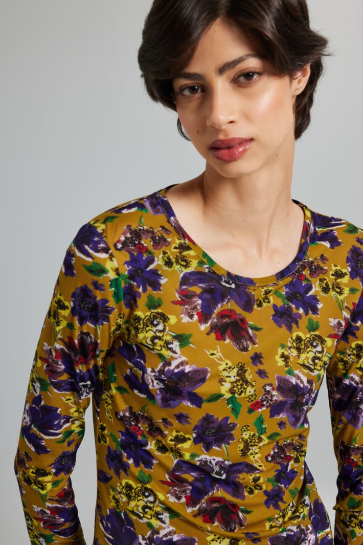 Top aderente stampato - OLIVA VIOLA GIALLO - Fashion Market - 3