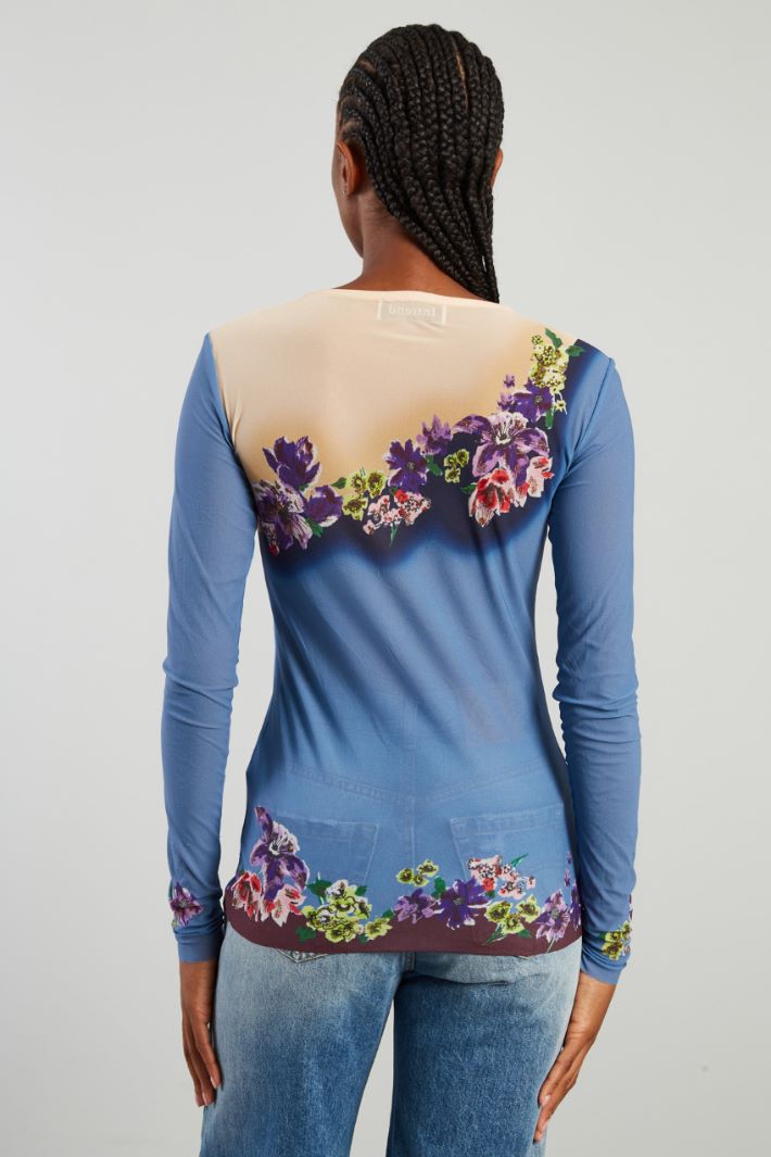 Top aderente stampato - AZZURRO CIPRIA - Fashion Market - 4