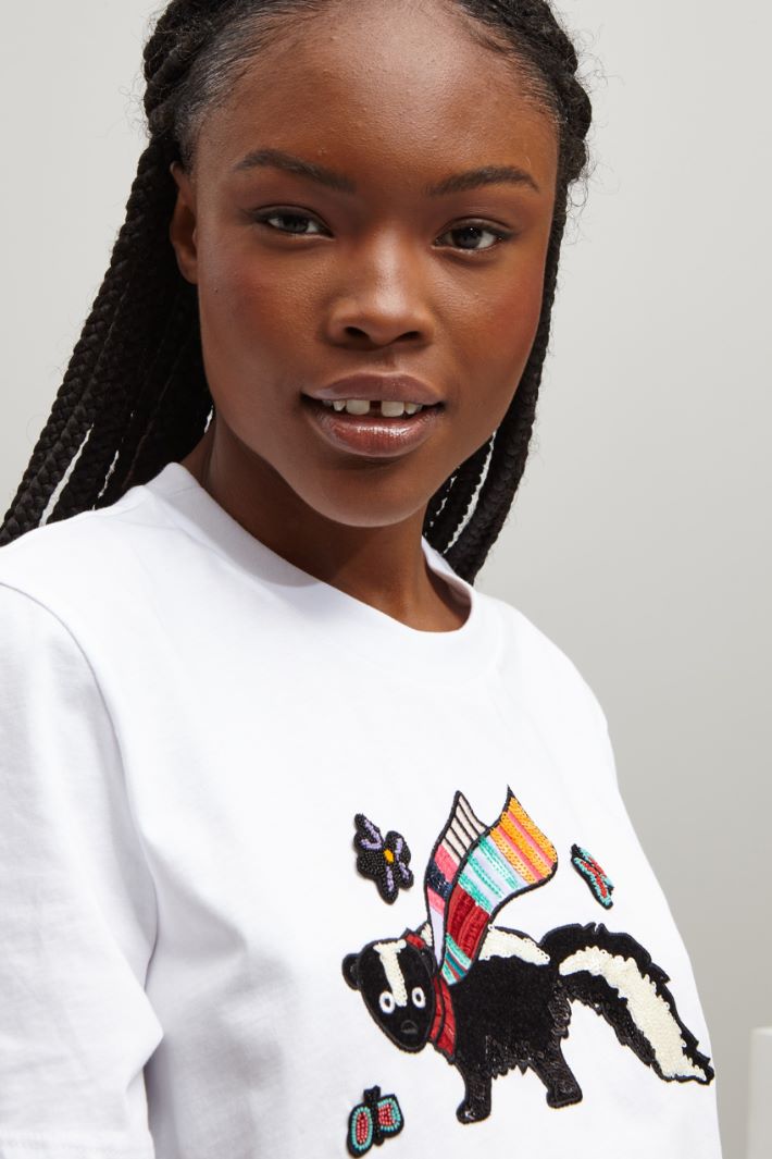 T-shirt con perline - BIANCO - Fashion Market - 3