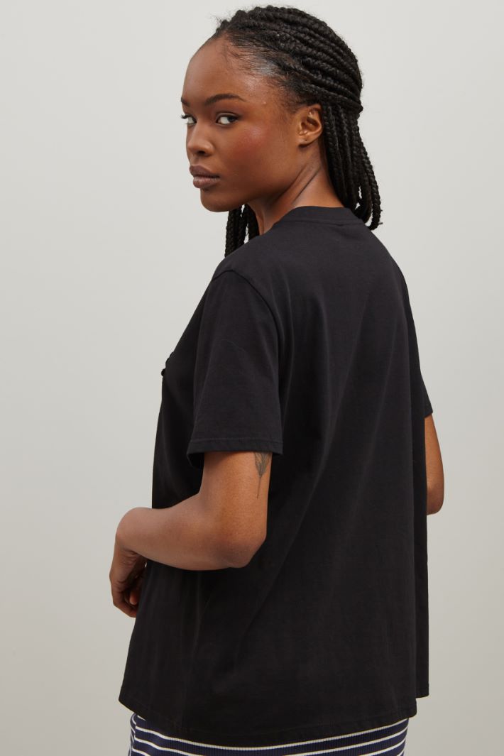 T-shirt con perline - NERO - Fashion Market - 4