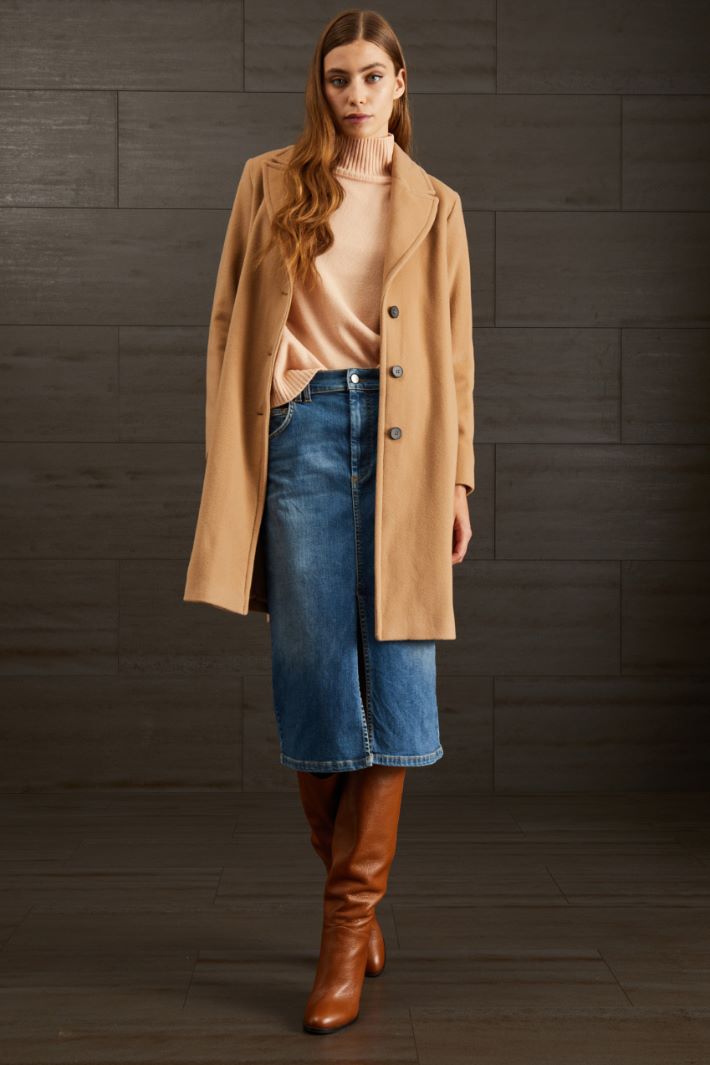 Cappotto monopetto in lana - CAMMELLO - Fashion Market