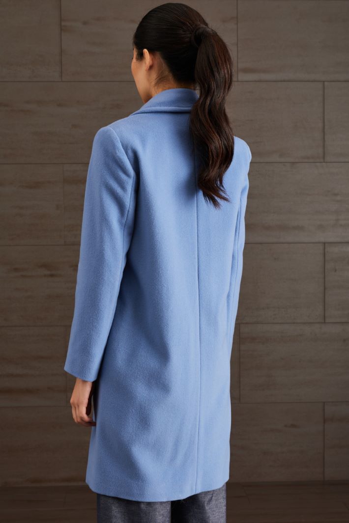 Cappotto monopetto in lana - AZZURRO - Fashion Market - 4