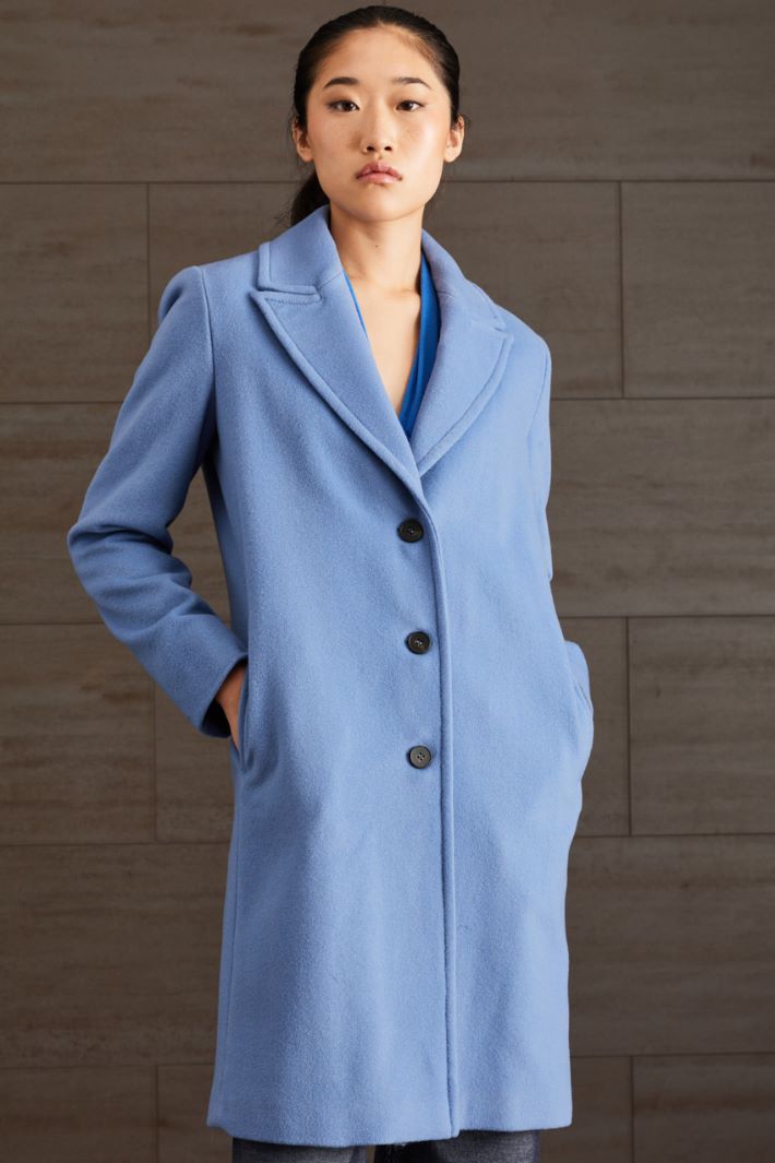 Cappotto monopetto in lana - AZZURRO - Fashion Market - 2