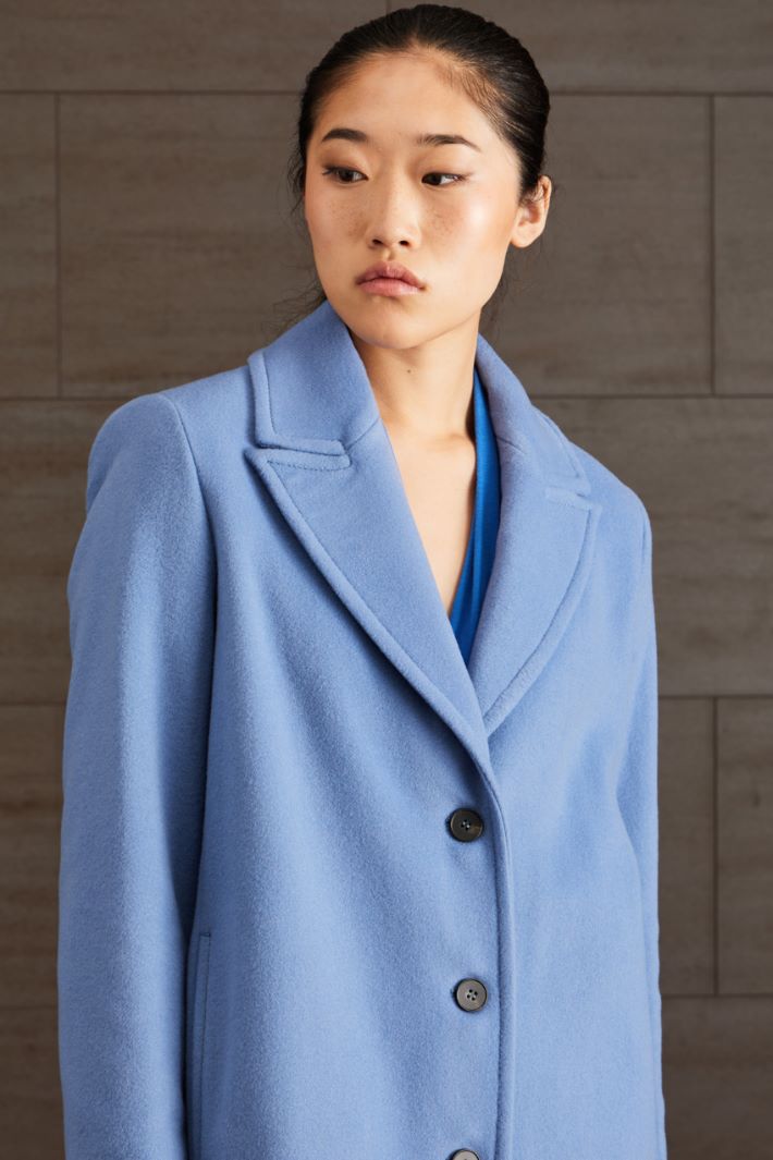 Cappotto monopetto in lana - AZZURRO - Fashion Market - 3