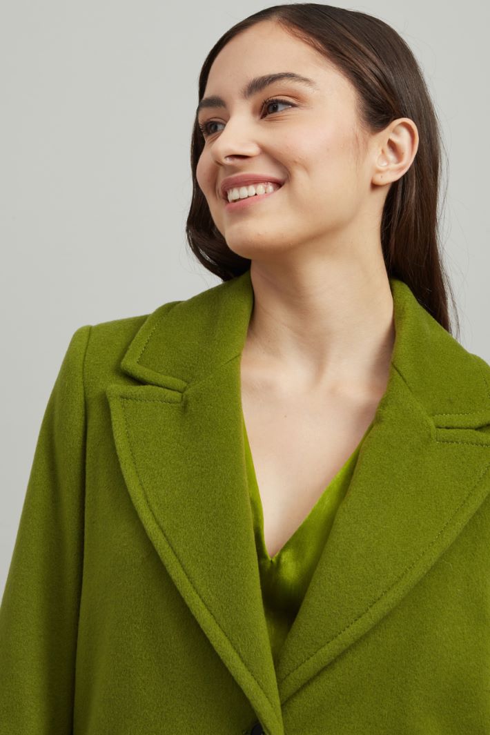 Cappotto monopetto in lana - VERDE - Fashion Market - 3