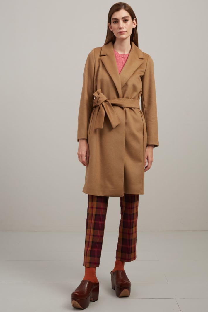 Cappotto in lana con cintura - CAMMELLO - Fashion Market - 2