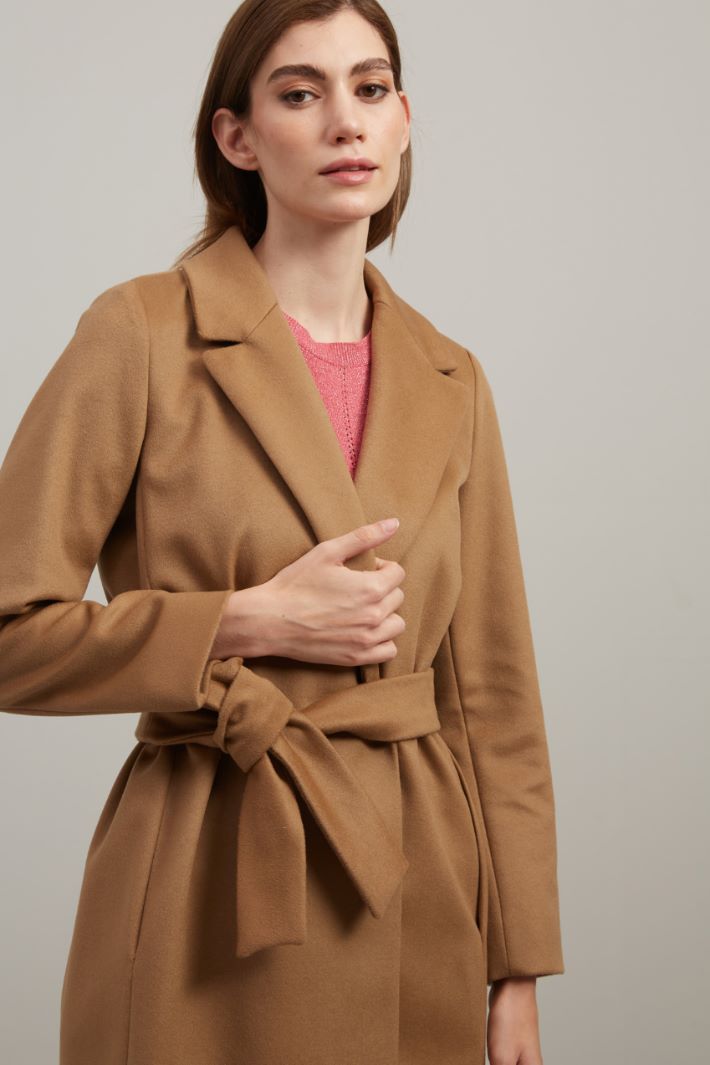 Cappotto in lana con cintura - CAMMELLO - Fashion Market - 3