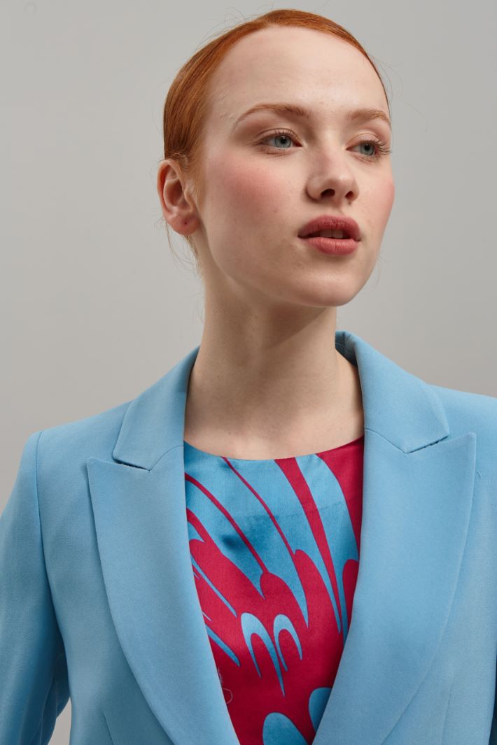 Blazer monopetto in cady - CELESTE - Fashion Market - 3