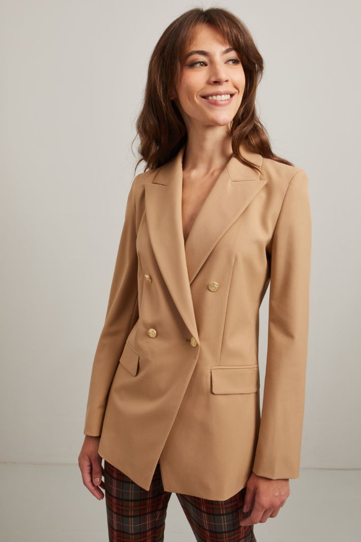 Blazer doppiopetto in viscosa - CAMMELLO - Fashion Market - 2