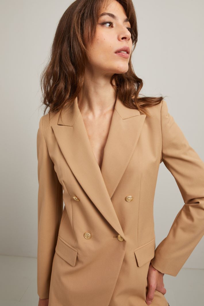 Blazer doppiopetto in viscosa - CAMMELLO - Fashion Market - 3