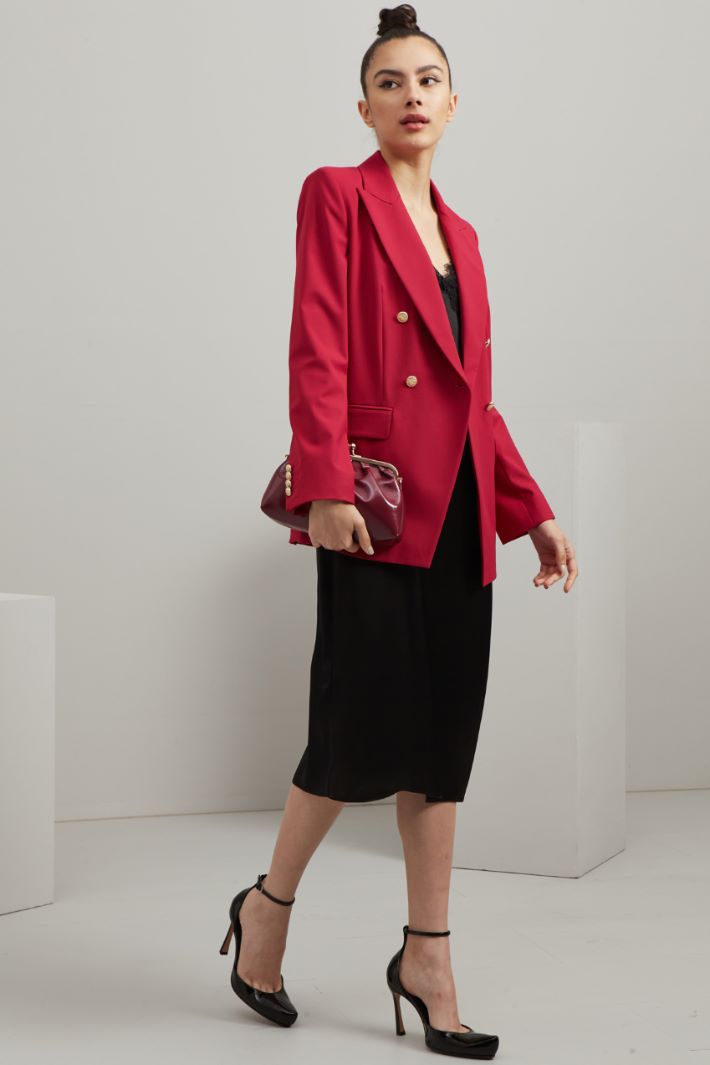 Blazer doppiopetto in viscosa - MAGENTA - Fashion Market