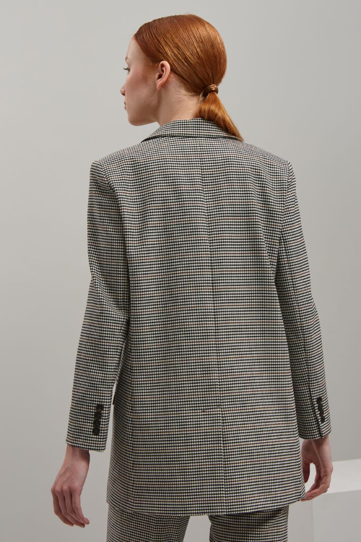 Blazer in lana stretch - NERO BIANCO MARRONE - Fashion Market - 4